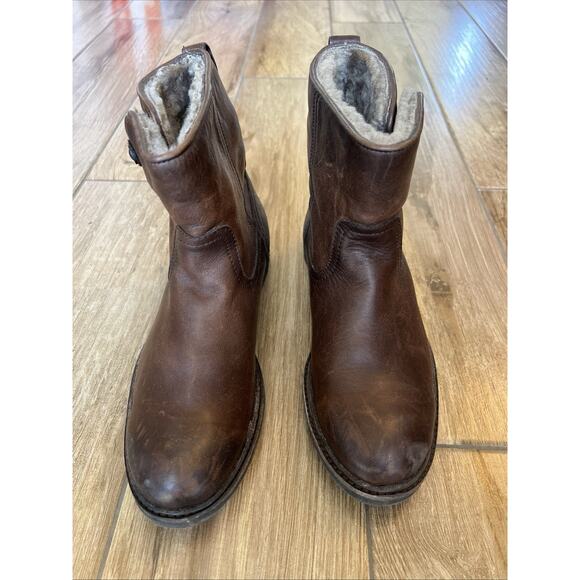 Womens Frye Celia Shearling Short Boots Charcoal 76747 Leather Winter 6.5 B - Picture 2 of 11